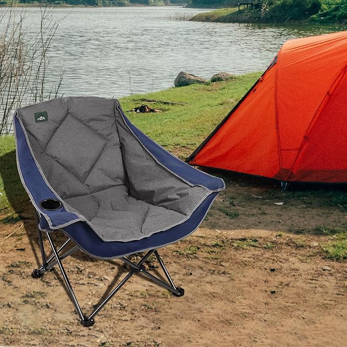 Northroad Oversized Foldable Camping Chair Outdoor Padded Lawn Chair w/Cup HolderCarry Bag for Beach Hiking and PicnicsHeavy-Duty 300-lbs Capacity Purple
