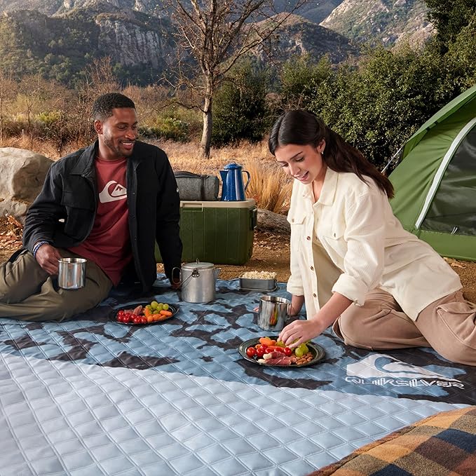 Quiksilver Sand-Free Beach Mat – Large Water-Resistant Outdoor Picnic Blanket Lightweight Foldable Mat for Beach Camping Park or Travel – Fits 4-6 People Quick-Dry Durable