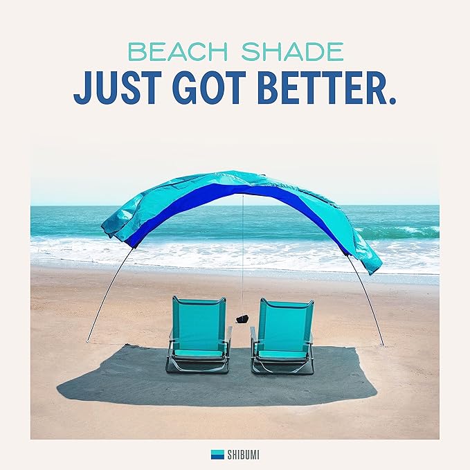 Shibumi Shade Mini 3.0 Version | Beach Canopy Wind-Powered Portable Sun Shade | Provides 75 Sq. Ft. of Shade for up to 4 People | Sets up in 2 Min | Quiet Canopy | Wind Assist Included