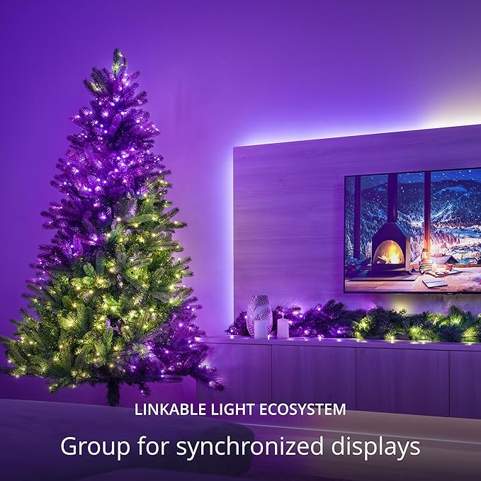 Twinkly Strings 100 LED RGB LED Light String for in- and Outdoor Smart LED Lights Mappable LEDs Compatible with Alexa and Google Home IP44 Controlled by App Green Wire 8m
