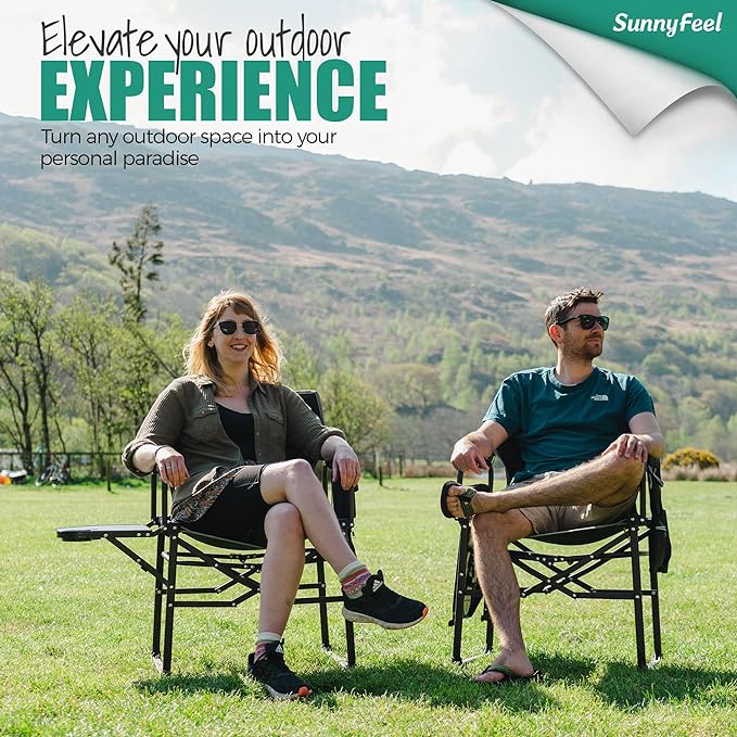 SUNNYFEEL Camping Directors Chair Heavy DutyOversized Portable Folding Chair with Side Table Pocket for Beach FishingTripPicnicLawnConcert Outdoor Foldable Camp Chairs
