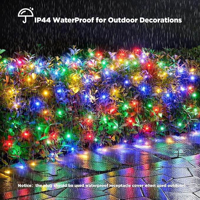 Led Net Lights Christmas Lights Outdoor 200Leds 9ftx6ft Upgraded Multicolor Christmas Net Lighting Waterproof 5mm LED Wide Angle Outdoor Indoor Mesh Net Light for Trees Bushes Shrubs Decorations
