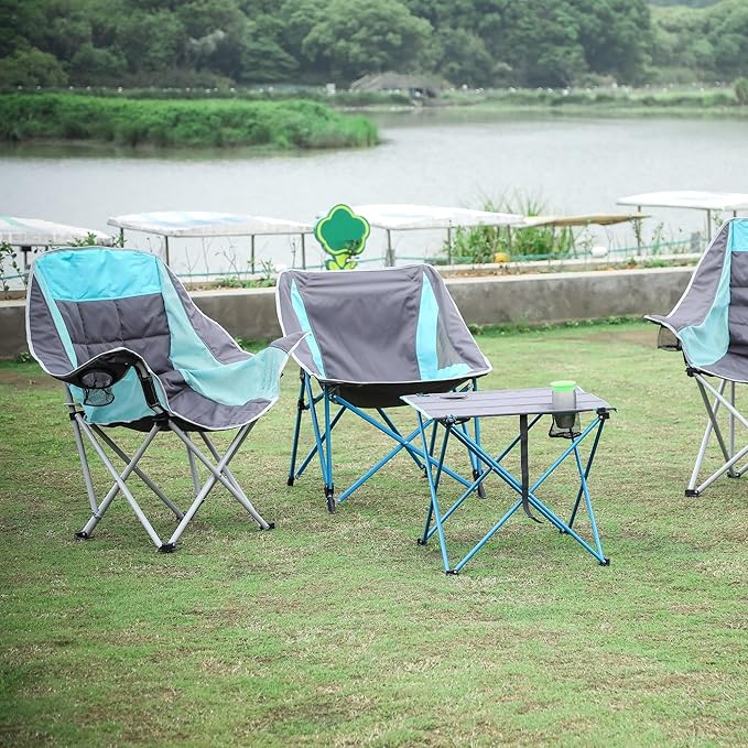 SUNNYFEEL XL Padded Oversized Camping Chair Heavy Duty Folding Camp Chairs w/Cup Holder and Carry Bag Portable Lawn Chairs Foldable Outdoor Sofa for Adults Sports Tailgating BeachRVing