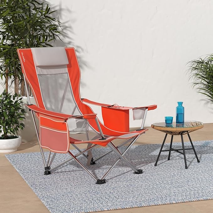 Kijaro Beach Sling Chair with Cooler Pocket - Various Fun Colors &amp Patterns - Perfect Beach Folding Chair and Camping Chair - Includes a Detachable Pillow