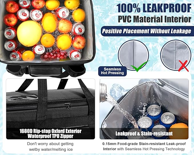 MyLifeUNIT Insulated Cooler Bag for Food &amp Pizza Delivery Bag Suitable for Car Bike Camping Picnic Beach Large Size