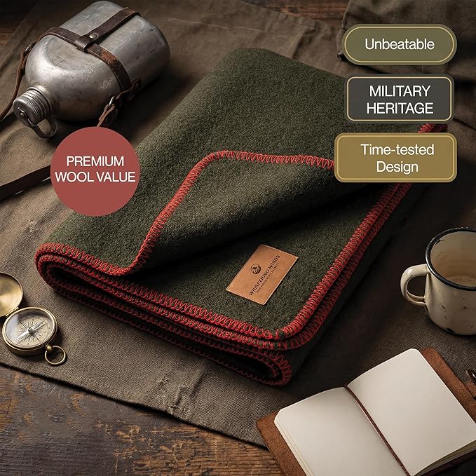 100% Wool Blanket - Premium Ultra-Soft &amp Warm Twin 62x 84 Large Size Blanket for Couch Bed Home Camping &amp Outdoors
