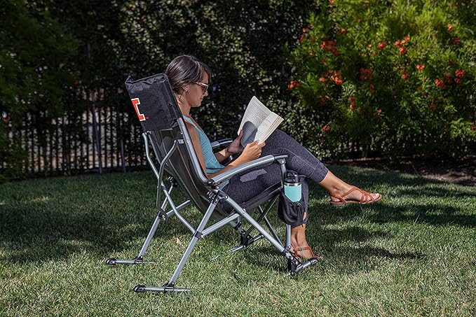 Picnic TIME NCAA Unisex-Adult NCAA Outdoor Rocking Camp Chair XL Heavy Duty Camping Chair for Adults