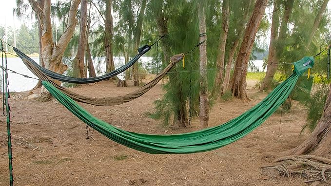 Go Hammock 2.0-11' Long for Max Comfort w/Ridgeline Rapid Deployment Bag Carabiners &amp Fabric Tensioners (Forest Green)
