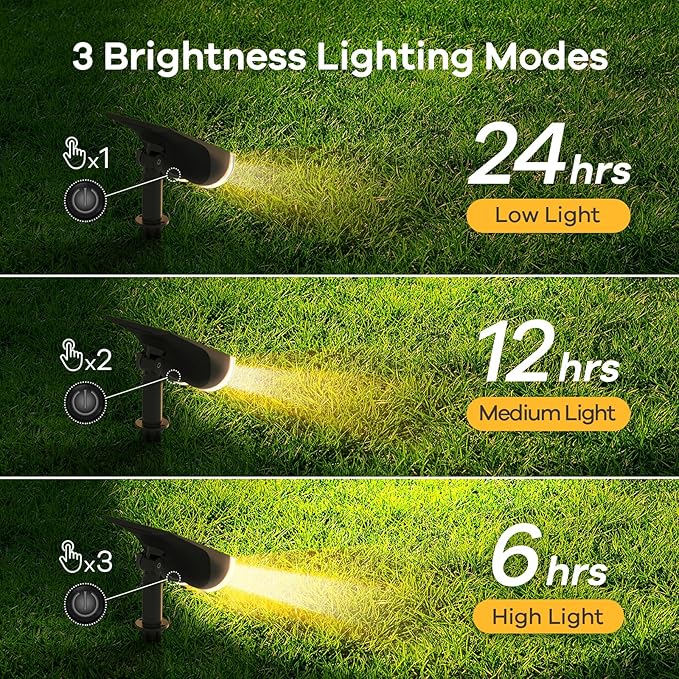 Linkind Solar Lights Outdoor Waterproof IP65 StarRay Dusk-to-Dawn Outdoor Solar Lights 3 Lighting Modes Solar Spot Lights Outdoor for Garden Yard Landscape (Warm White 6 Pack)