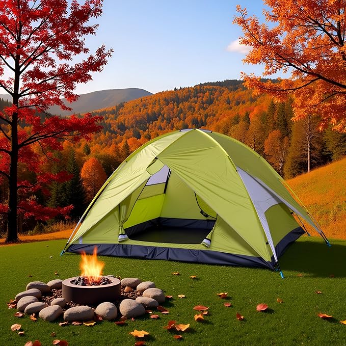 4-6 Person Dome Camping Tent Family Camping Tent 83x106 inches Waterproof Oxford Flooring for Fishing Outdoor Camping Hiking Study Tours Summer Camps.