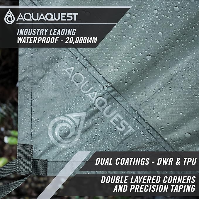 AquaQuest Safari Tarp – Lightweight Waterproof (5000mm) Seam-Taped Ripstop Rain Fly for Backpacking Thru-Hiking &amp Hammock Camping