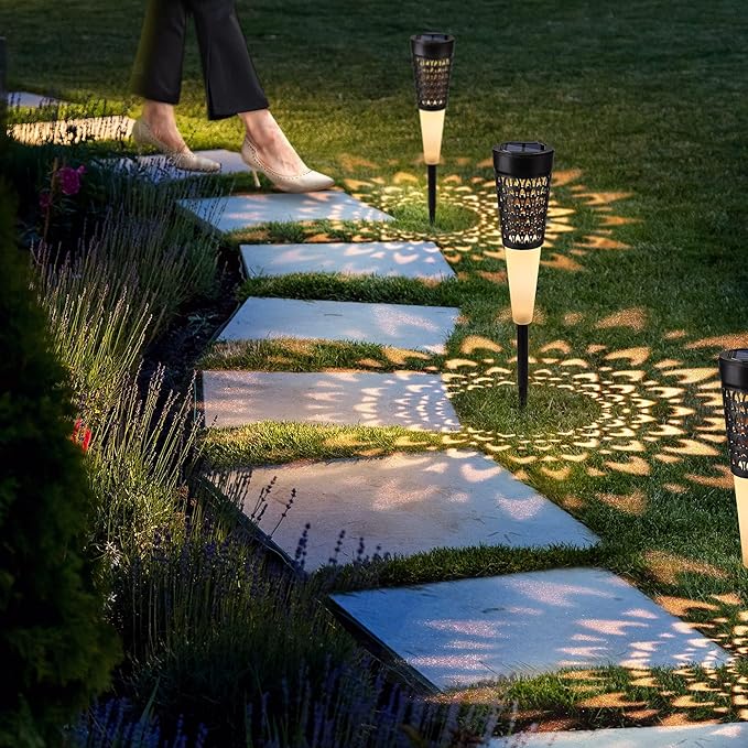Toodour Solar Lights Outdoor Garden 4 Pack Solar Pathway Lights Waterproof Auto On/Off Outdoor for Garden Yard Patio Walkway Driveway Landscapes Lawn (Warm White)