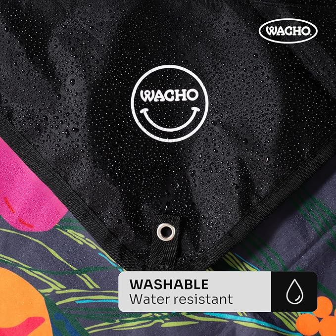 Wacho Waterproof Picnic Blanket – Large Sandproof Outdoor Mat with Carry Bag for Beach Camping Park &amp Travel Foldable Lightweight Easy to Clean &amp Portable Ground Cover for Families–Hibiscu