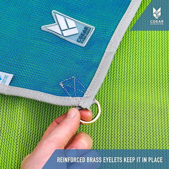 CGEAR RV Camping Mat Sand Free Outdoor Reversible Rug for Campsite Backyard Patio Deck and Beach (Blue/Green 8' x 14')