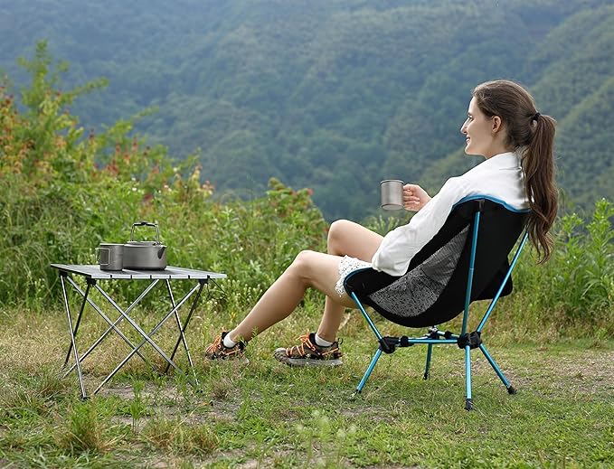 MARCHWAY Lightweight Folding Camping Chair Portable Foldable Compact for Outdoor Camp Travel Beach Picnic Festival Hiking Backpacking Supports 330Lbs (Blue)