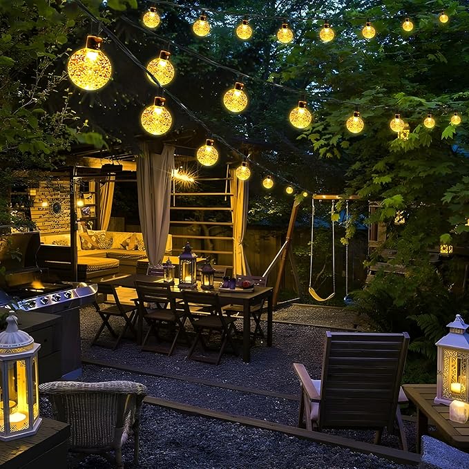 Joomer Solar String Lights Outdoor 65FT 100LED Globe String Lights 8 Lighting Modes Waterproof Solar Powered Patio Light for Garden Yard Porch Wedding Party Outdoor Decor (Warm White)