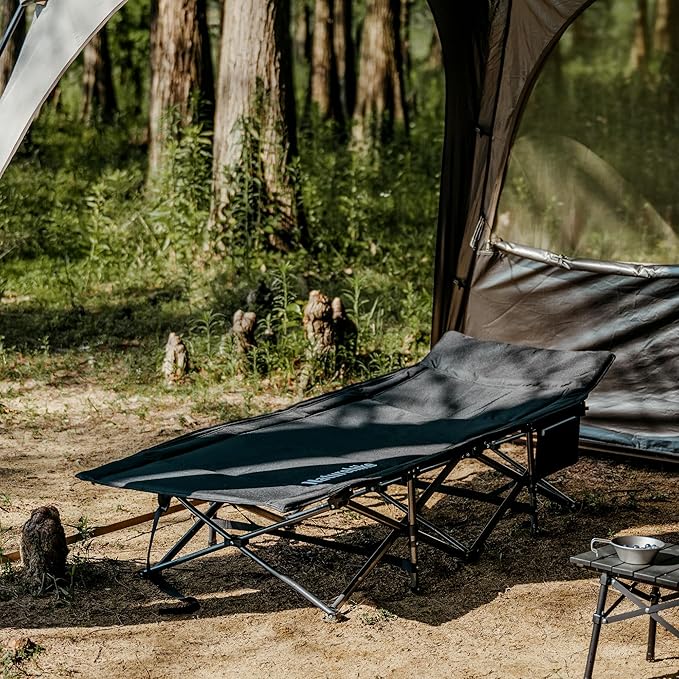 Naturehike Folding Camping Cot for Adults GoWild Portable Sleeping Cot with Carry Bag Outdoor Comfortable Camping Bed for Camping Beach Home Nap Indoor Sleeping Bed (Black)