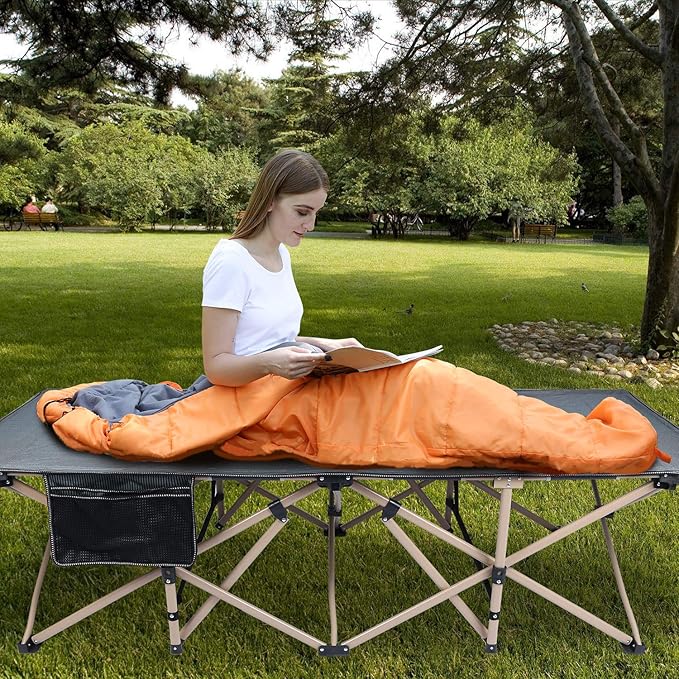 REDCAMP Oversized Camping Cots for Adults 500lbs 33.5'' Extra Wide Tall Sleeping Cots Heavy Duty XL Cots Portable for Outdoor Indoor Office Dark Grey
