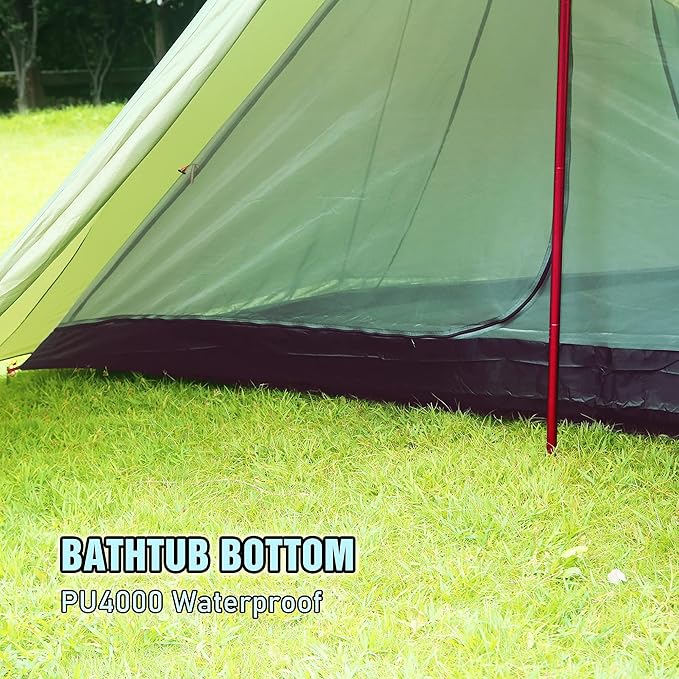 4 Persons 5lb Lightweight Tipi Hot Tents with Stove Jack 7'3 Standing Room Teepee Tent for Hunting Family Team Backpacking Camping Hiking