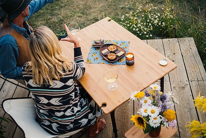 TravelChair Kanpai Bamboo Wine Table Foldable for Easy Travel and Camping