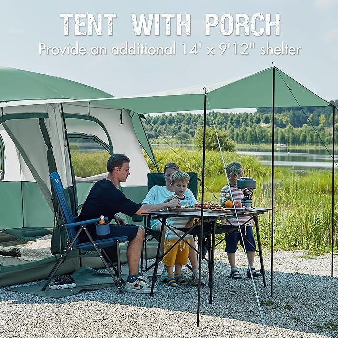 PORTAL 8 Person Tents for Camping Easy Setup Cabin Tent with Large Porch 2 Room Waterproof Family Camping Tent for Outdoor Camping Patio