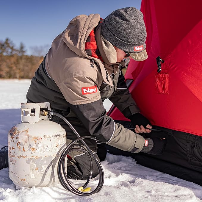 Eskimo® Outbreak 850XDP Pop-Up Portable Ice Fishing Shelter No-Trip Door 7-9 Person Red/Black 50850