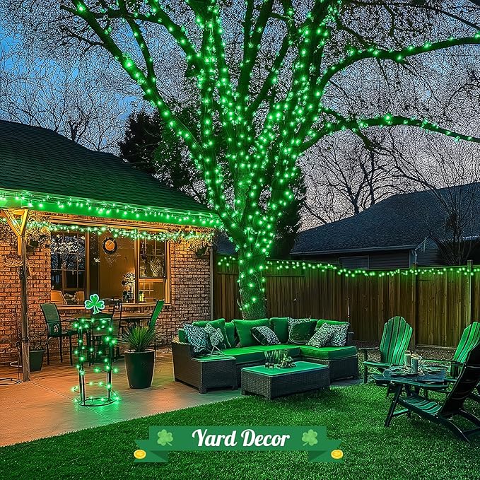 JMEXSUSS 2 Pack Solar String Lights Outdoor Waterproof Total 400 LED 151FT Solar Christmas Lights Outdoor 8 Modes Christmas Light for Outside Patio Yard Tree Decorations Green