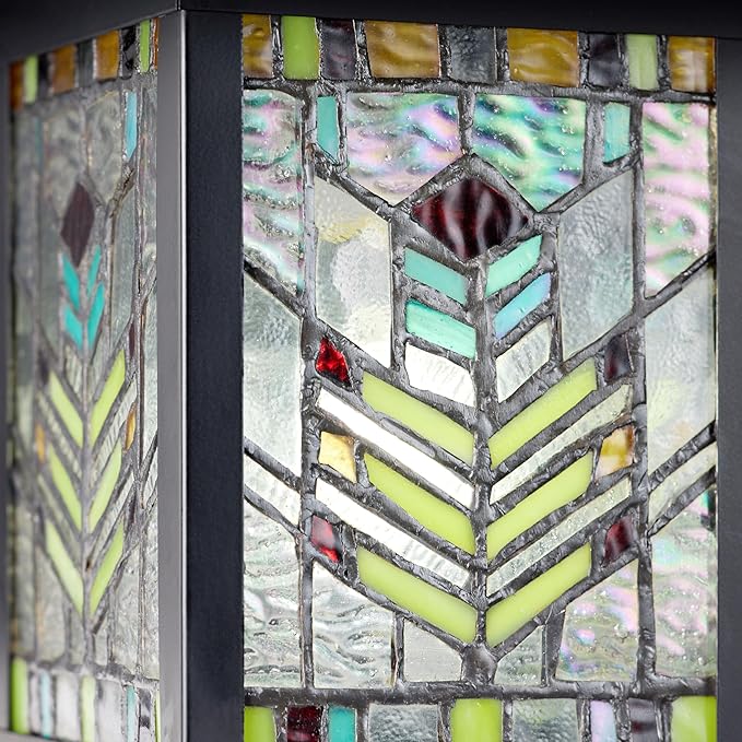 RIVER OF GOODS Stained Glass Outdoor Light Fixture - Mission Style Exterior Lighting Fixtures - Outdoor Lights for House Patio Porch Garage - Wall Mount Sconce Lights - 11.75 H - Mabel