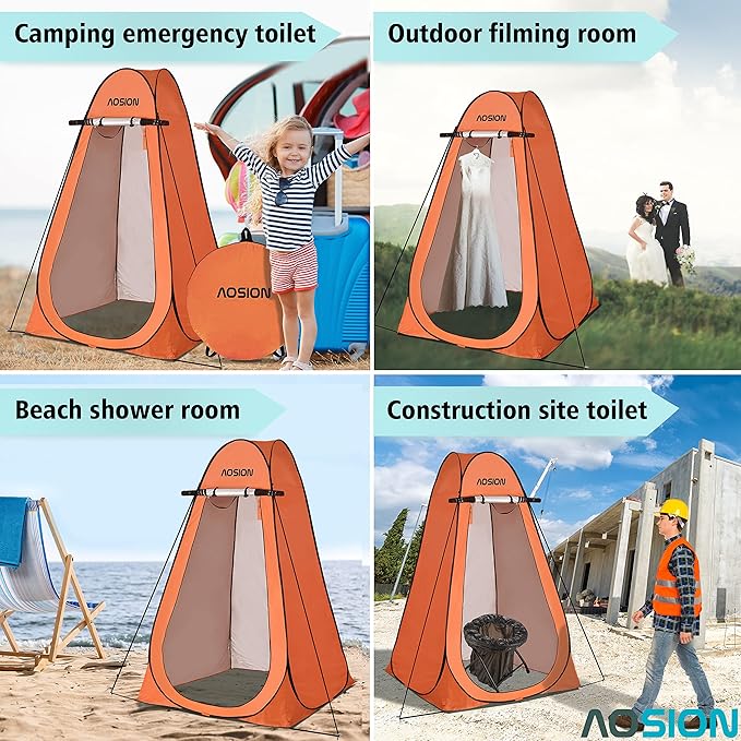 AOSION Privacy Shower TentPop Up Changing TentCamp Bathroom Changing Dressing RoomSun Sunshade Canopy Outdoor Rain Shelter for Camping Hiking Beach Picnic Fishing. (Orange)