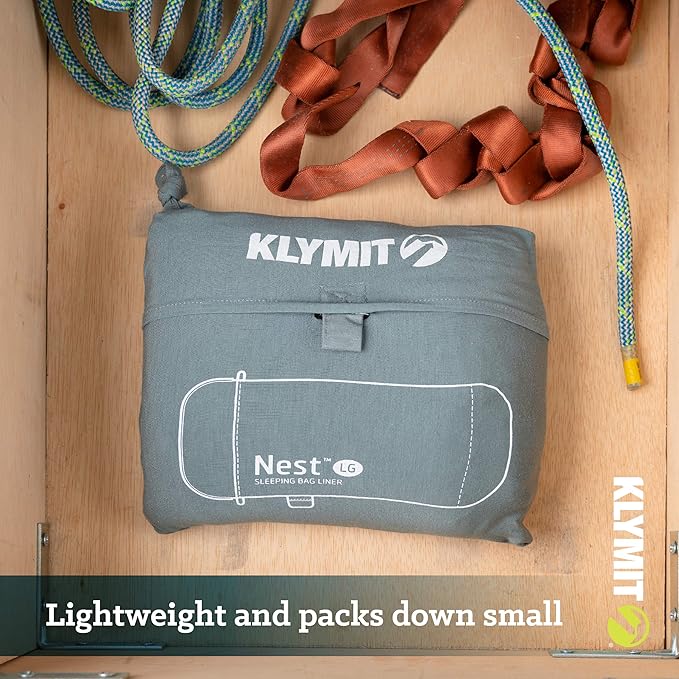 Klymit Nest Sleeping Bag Liner Warm Weather Sleeping Bag Insert Gray XL