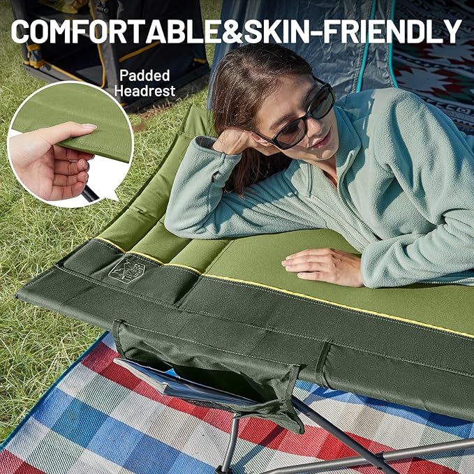 Timber Ridge 31.8 W Extra Wide Heavy Duty Camping Cot for Adult Easy Set Up Oversized Sleeping Cot with Carry Bag for Camping Travel and Outdoors Support up to 450lbs Green