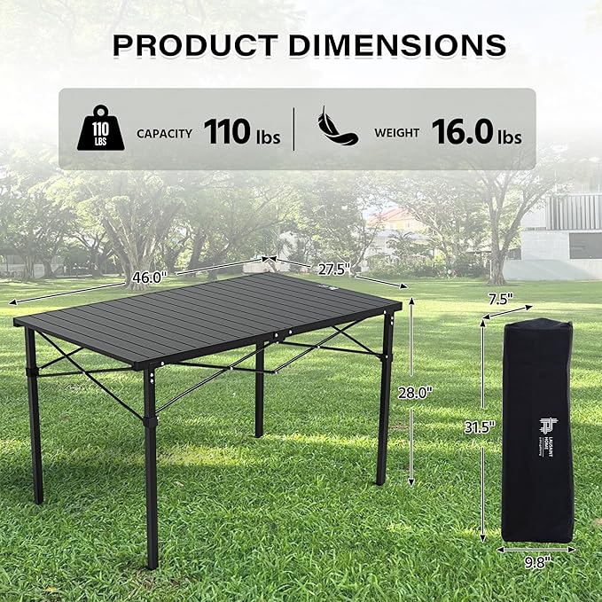 OUTSIDER Folding Camping Table with Aluminum Roll-up Tabletop Portable Lightweight Beach Table with Carry Bag for Outdoor Cooking Picnic BBQ Travel Backyard Style1