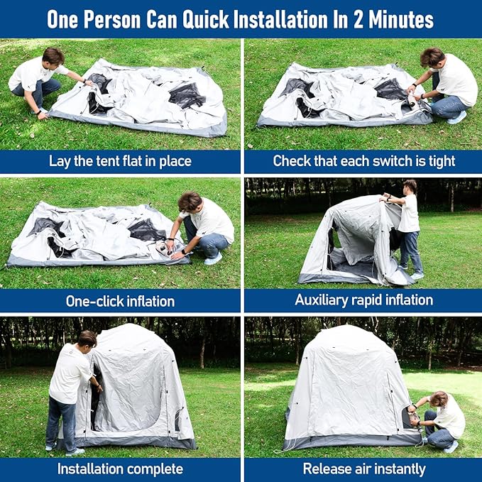 Quick Inflatable Camping Tent 3-4 Person Glamping Outdoor Air Blow Up Tents Easy Set upRainfly &amp Waterproof Inflatable House Tent for Adults