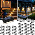 Solar Deck Lights Outdoor 24 Packs Solar Powered LED Step Lights Waterproof Outdoor for Deck Stairs Step Fence Wall Patio Yard Pool and Pathway (Warm White)