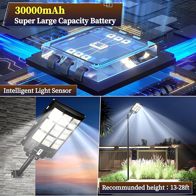 Ofuray Solar Street Lights OutdoorSolar Security Flood Lights Parking Lot Lights Commercial Dusk to Dawn 6500k Waterproof Led with Remote Control Motion for StreetCourtBarn (Of-3600W 218000Lm)