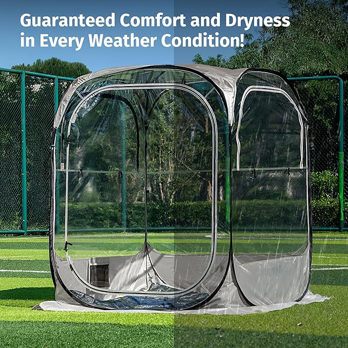 East Oak Weather Sports Tent for Fishing Sports Event | Pop Up Bubble Tent Instant Sun &amp Rain Shelter | No Condensation Spacious Interior Ultra Visibility | All Weather Protection | 6 x 6 FT