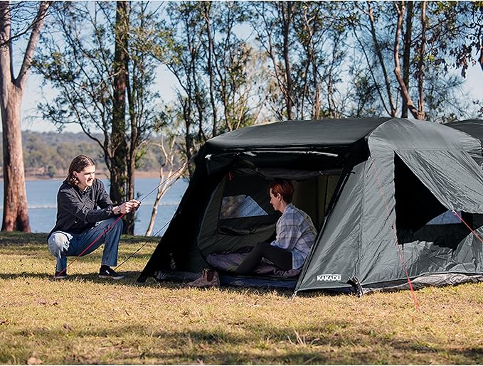 Kakadu Fast Frame Tent 3P 3 Person Camping Tent 1-Minute Setup Fast Frame Twin Hub Design w/Pre-Attached Poles Stargazing-Ready Weatherproof w/Awning Poles and Carry Bag