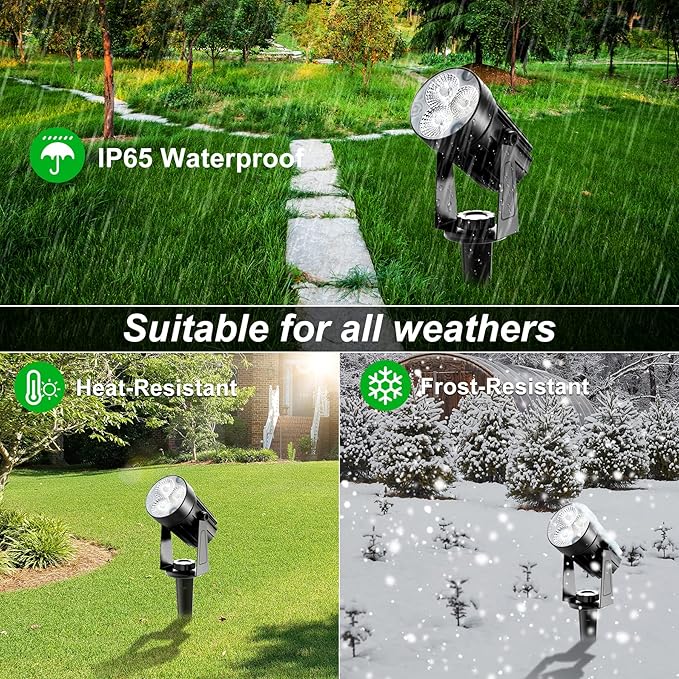 Solar Spot Lights Outdoor 3-in-1 Garden Spotlights IP65 Waterproof 9.8ft Cable 5W 4000mAh Separated Solar Panel Auto On/Off for Tree Patio Yard Driveway Pathway Pool(Cold White 6000K)