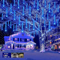 Blue Christmas Icicle Lights Outdoor: 40 Tube(Equivalent to 5 Sets of 8-Tubes) Meteor Shower Rain Lights - Waterproof Christmas Halloween Decorations for Yard Outside Tree Roof UL Plug