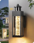 EDISHINE Motion Sensor Porch Lights Outdoor Dusk to Dawn Exterior Lighting Fixtures with Crystal Bubble Glass LED Outside Wall Sconce Lantern for Garage 1100 Lumen