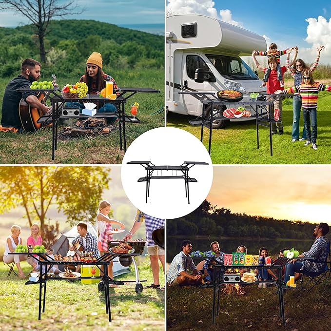 Nice C Camping Table Compact Folding Table Tailgate Grill Table Outdoor Tables Camping Tables That Fold Up Lightweight with 4 Side Tables &amp Mesh Net for BBQ Camping