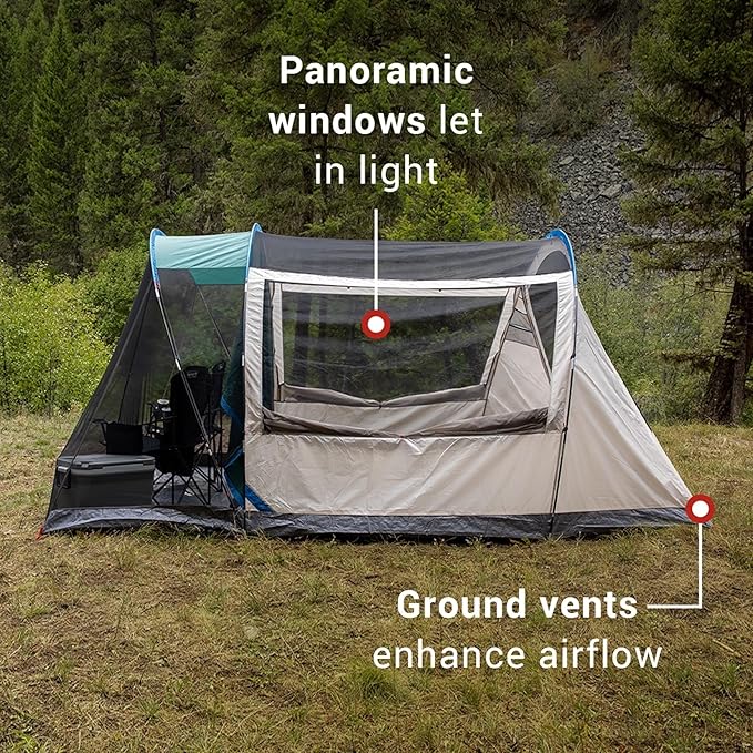 Coleman Weatherproof 4-Person Cabin Tent with Screened Porch Screen Room Adds 35% More Space Rainfly Included 10-Minute Setup