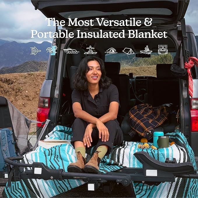 Nomadix Puffer Blanket – Water-Resistant Eco-Friendly Insulated Blanket with Snaps for Camping Beach and Travel Made from Recycled Materials