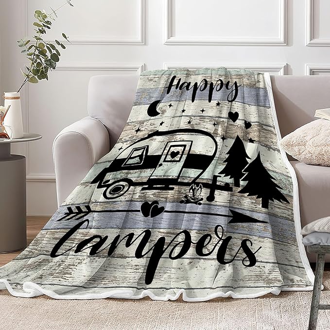 Travel Throw BlanketOutdoor Throw Blanket Camping Blanket for Women Men Kids Adults Blankets Gift for Camping Lovers Camping Decor for Bedding RV Campsite Hiking
