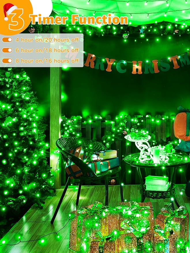500 LED 164 FT Christmas Lights Waterproof Outdoor String Lights with Remote and Timer Christmas Tree Lights with 8 Modes Dimmable Fairy Lights for Holiday Decor (Green)
