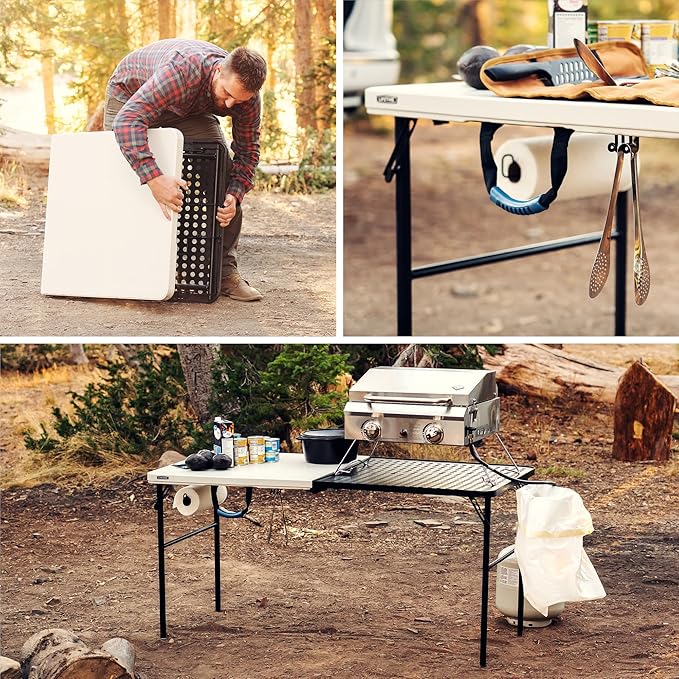 LIFETIME Folding Tailgate Table with Grill Rack Portable Outdoor Camping Station 5-Foot