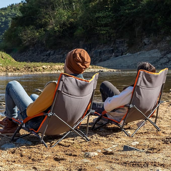 Portal Beach Chairs for Adults Camping Low Lightweight Portable Chair with Cup Holder Mesh Back Carry Bag for Outdoor Sand Lawn Travel Picnic Festival Concert
