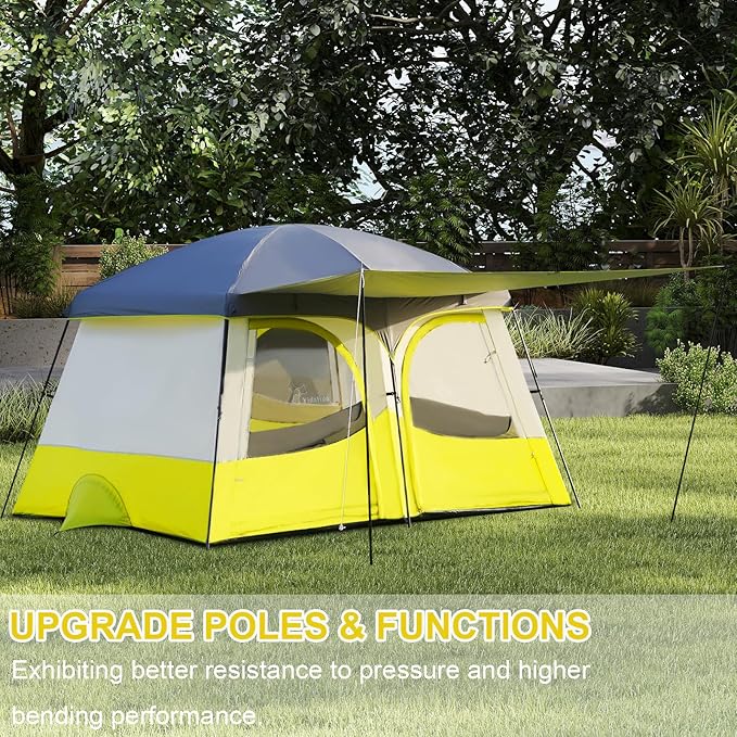 Vidalido Tents6-8 Person Camping Tent with Extended Vestibule2 Room Weather Resistant Family TentsEasy Install Waterproof Outdoor Tent for Backpacking and Camping Hiking