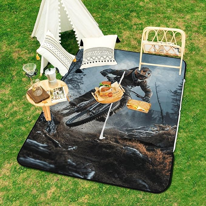 Zipper Mountain Bike Tournament Style Picnic Mat Suitable for Travel Camping Park Or Home Use