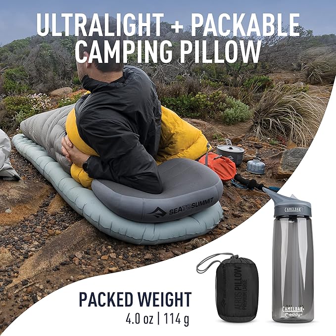 Sea to Summit Aeros Premium Inflatable Travel Pillow Large Grey